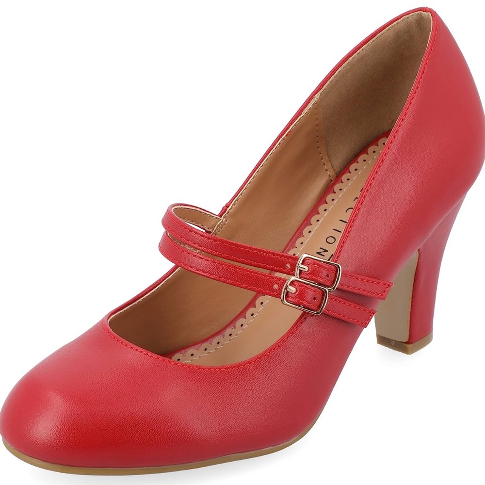 JOURNEE Women’s Mary Janes double strap heels